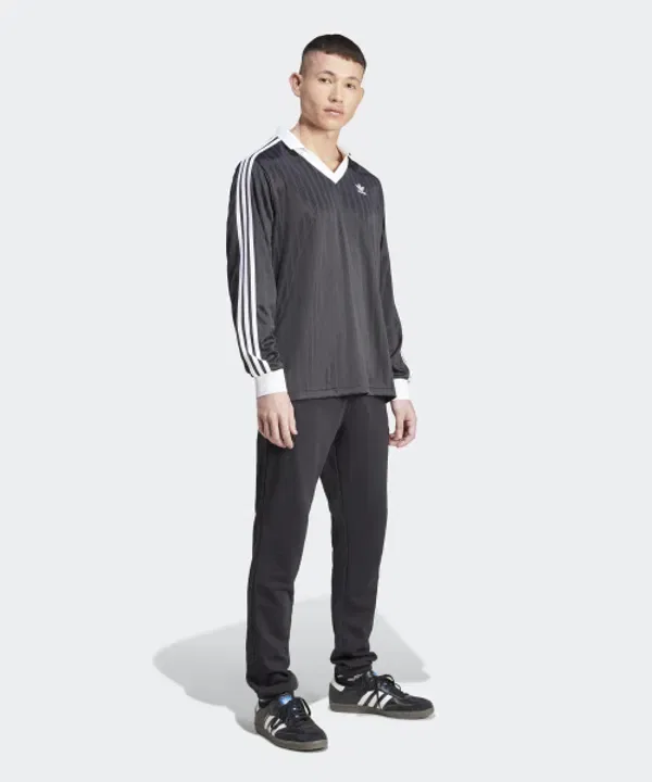 Футболка поло с длинным рукавом, футбольный стиль, Adidas, черный — фото 3
