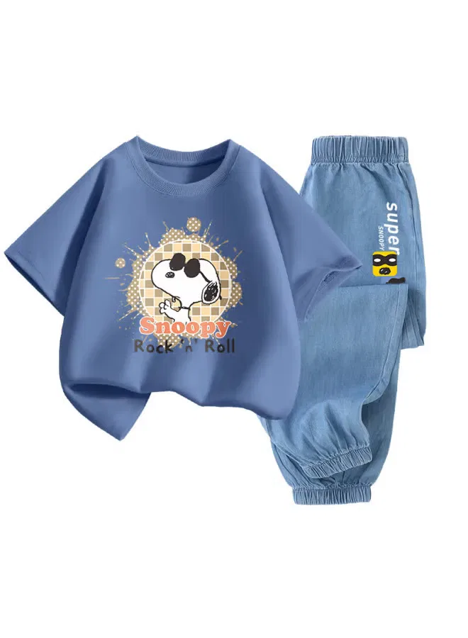 Комплект футболка с коротким рукавом и джинсовые штаны Snoopy, индиго