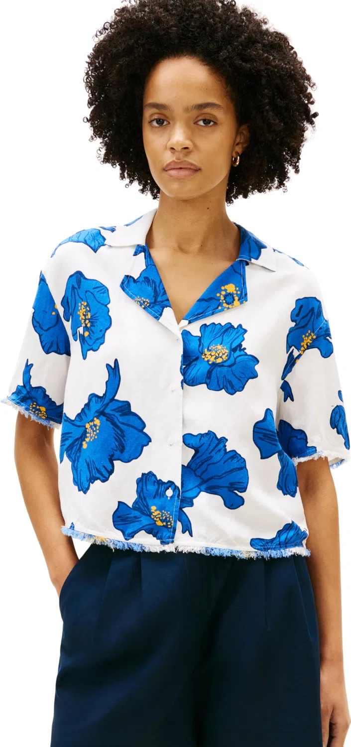 Женская блуза с коротким рукавом Tommy Hilfiger, White (Poppy Print Spaced Ivory/Blue Orbit)