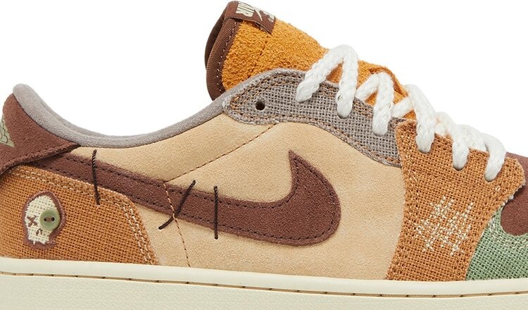 Кроссовки Zion Williamson x Air Jordan 1 Retro Low OG Voodoo, коричневый — фото 2