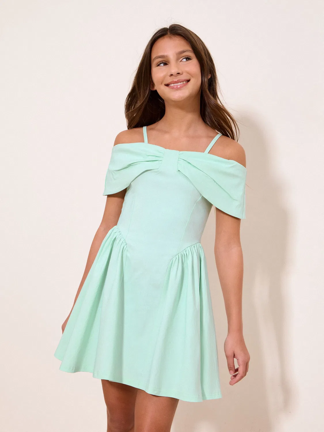 Платье с бантом на плечах Lipsy Mint Green Bow, мята