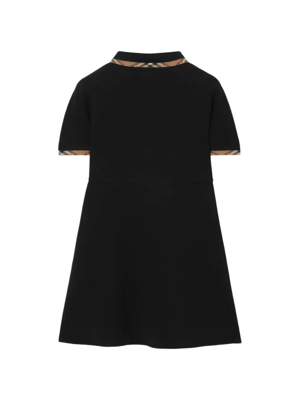 Платье из хлопка с клетчатой отделкой Burberry Kids, черный — фото 2