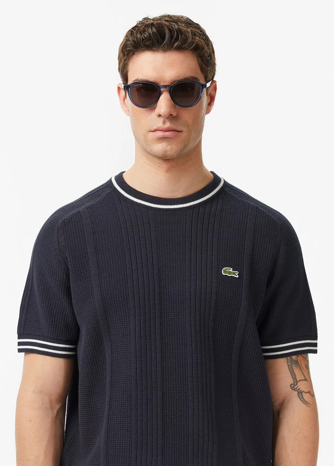 Трикотажный свитер Lacoste Classic Fit, серый — фото 2