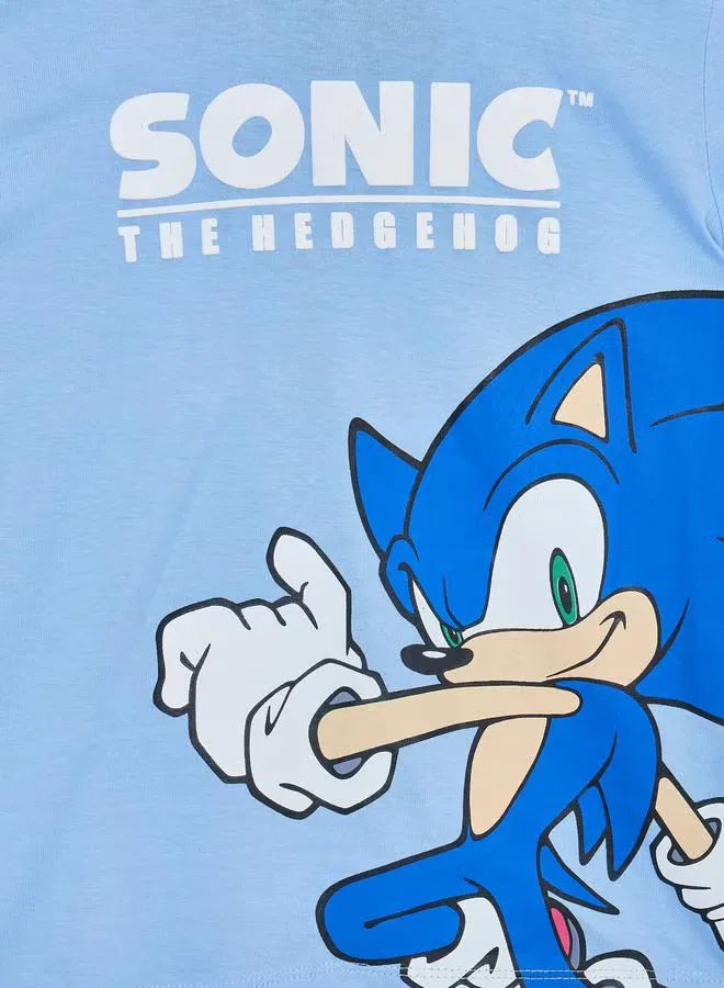Комплект пижамный с принтом Sonic the Hedgehog Styli, голубой — фото 3