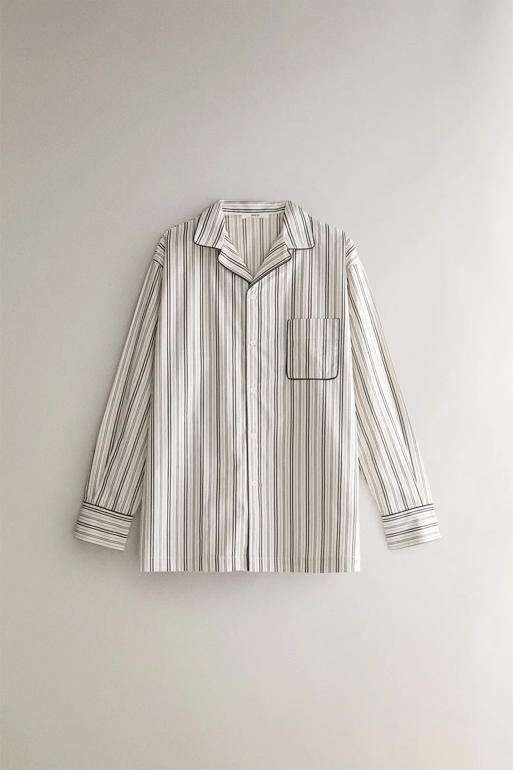 Полосатая хлопковая рубашка ZARA, Ecru