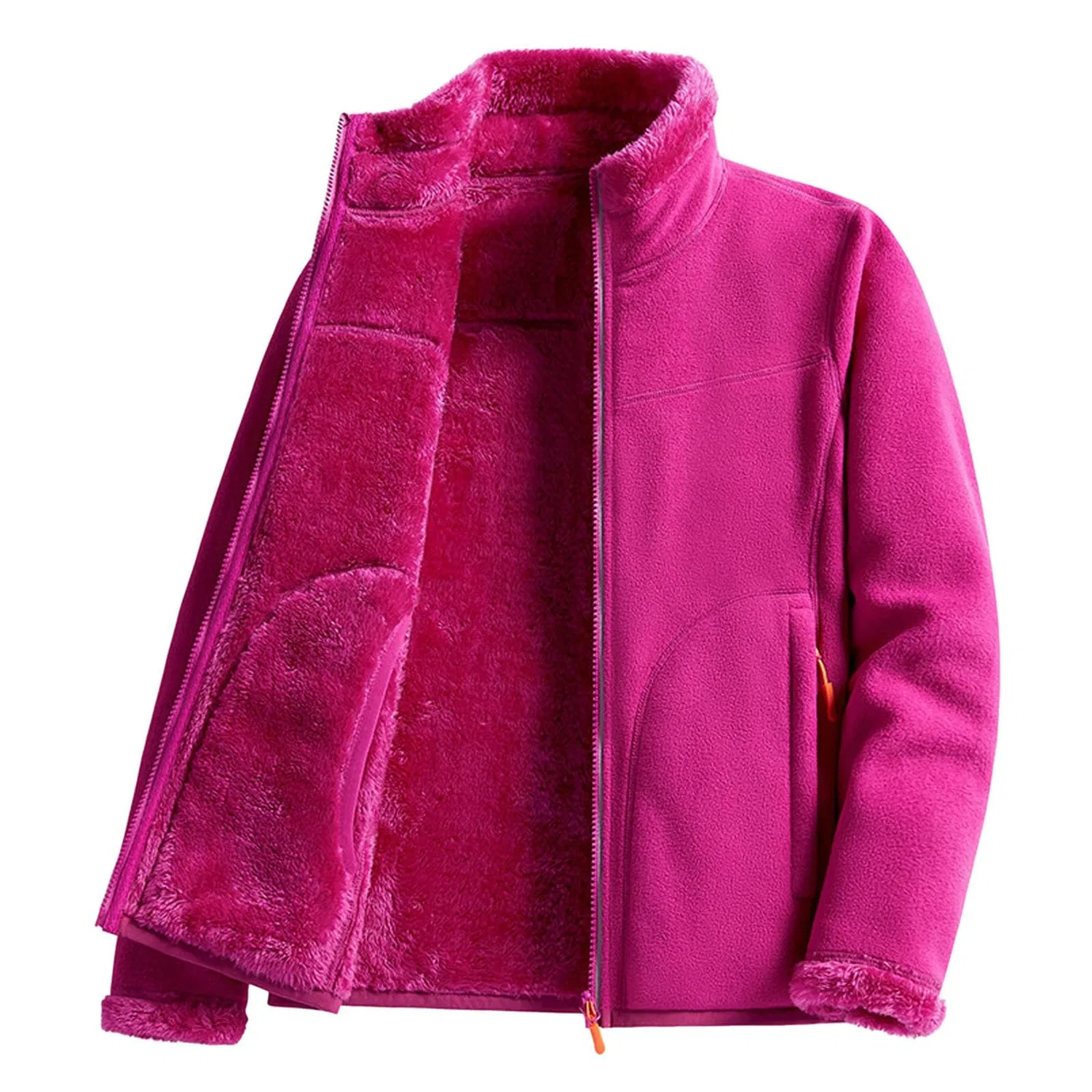 Женское утепленное пальто на флисе с принтом, модель Sherpa Lined Coats Women Fleece Teddy Winter Warm Full Zipper Solid Color Jackets Fluffy Fluffy Casual Comfortable Soft Furry Jackets With Pockets, Rosa acceso
