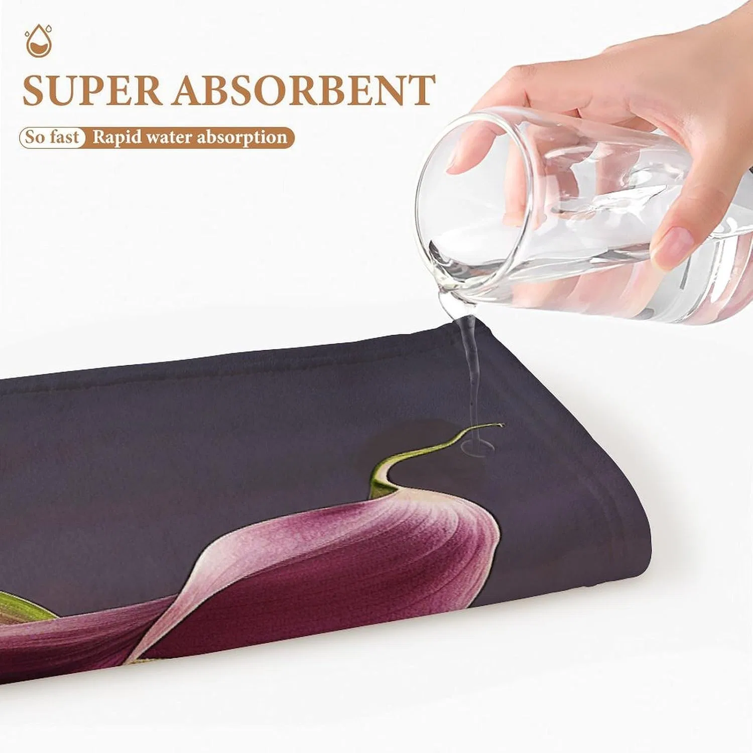 Полотенца для лица из кораллового флиса, Purple Calla Lily, KLSVTMEA, 1 шт, 72.9x35.1 см — фото 3