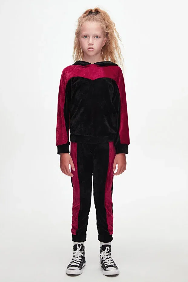 Детский комплект из свитшота и брюк из вельвета Lovetti, Black Red
