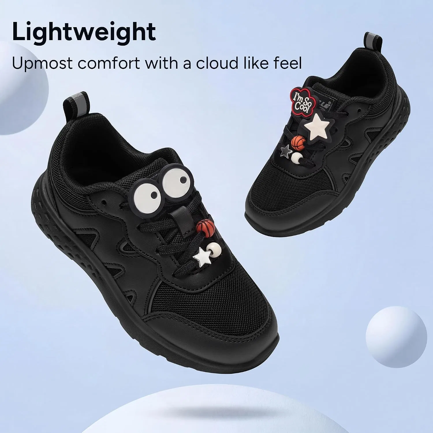 Детские кроссовки для девочек с DIY-подвесками Stelle, Ninja Black+charms — фото 3