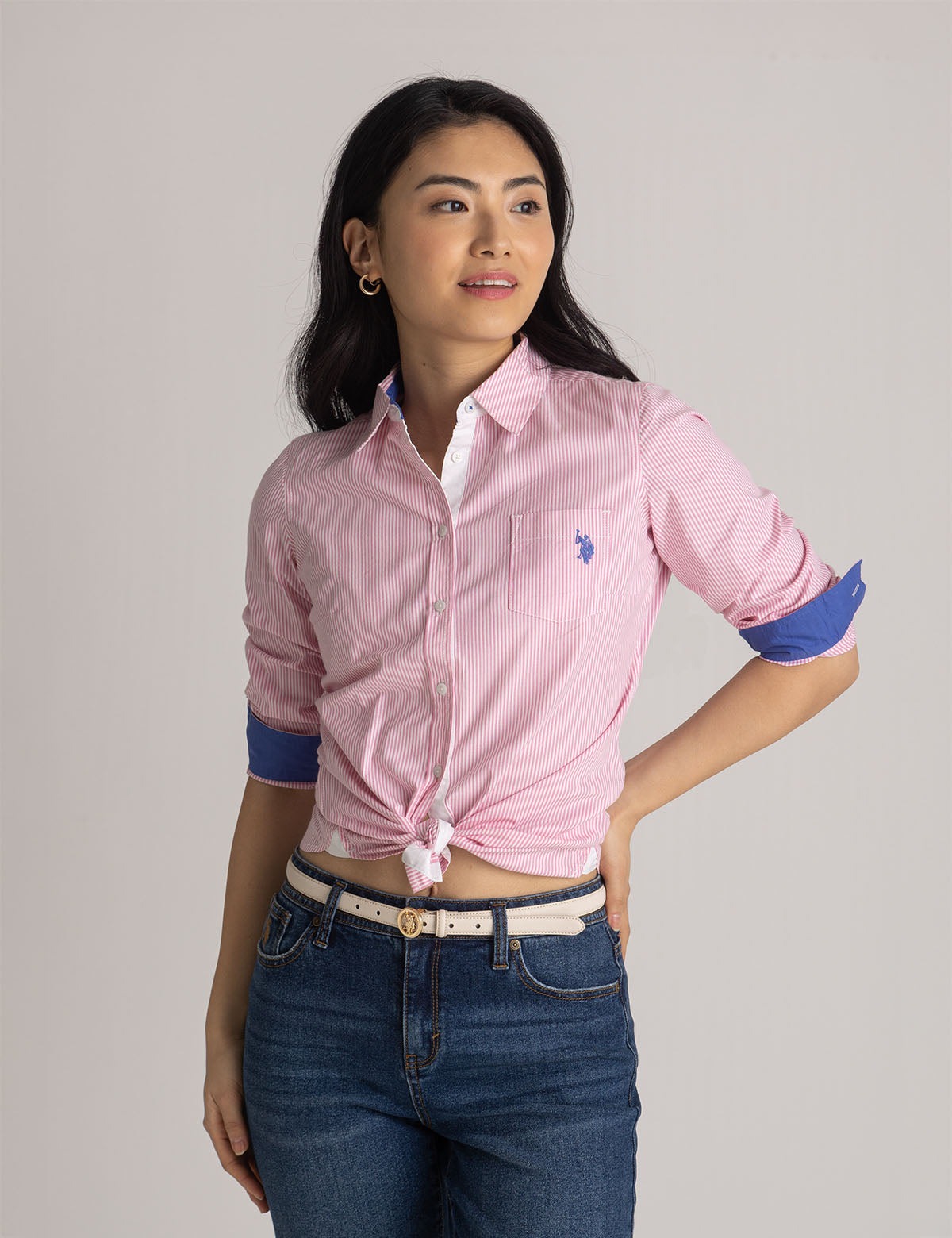

Рубашка U.S. Polo Assn Striped Poplin Long Sleeve, розовый