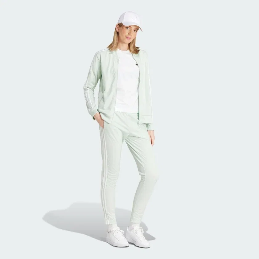 Женская олимпийка adidas W 3S TR TS, Linen Green / White — фото 3