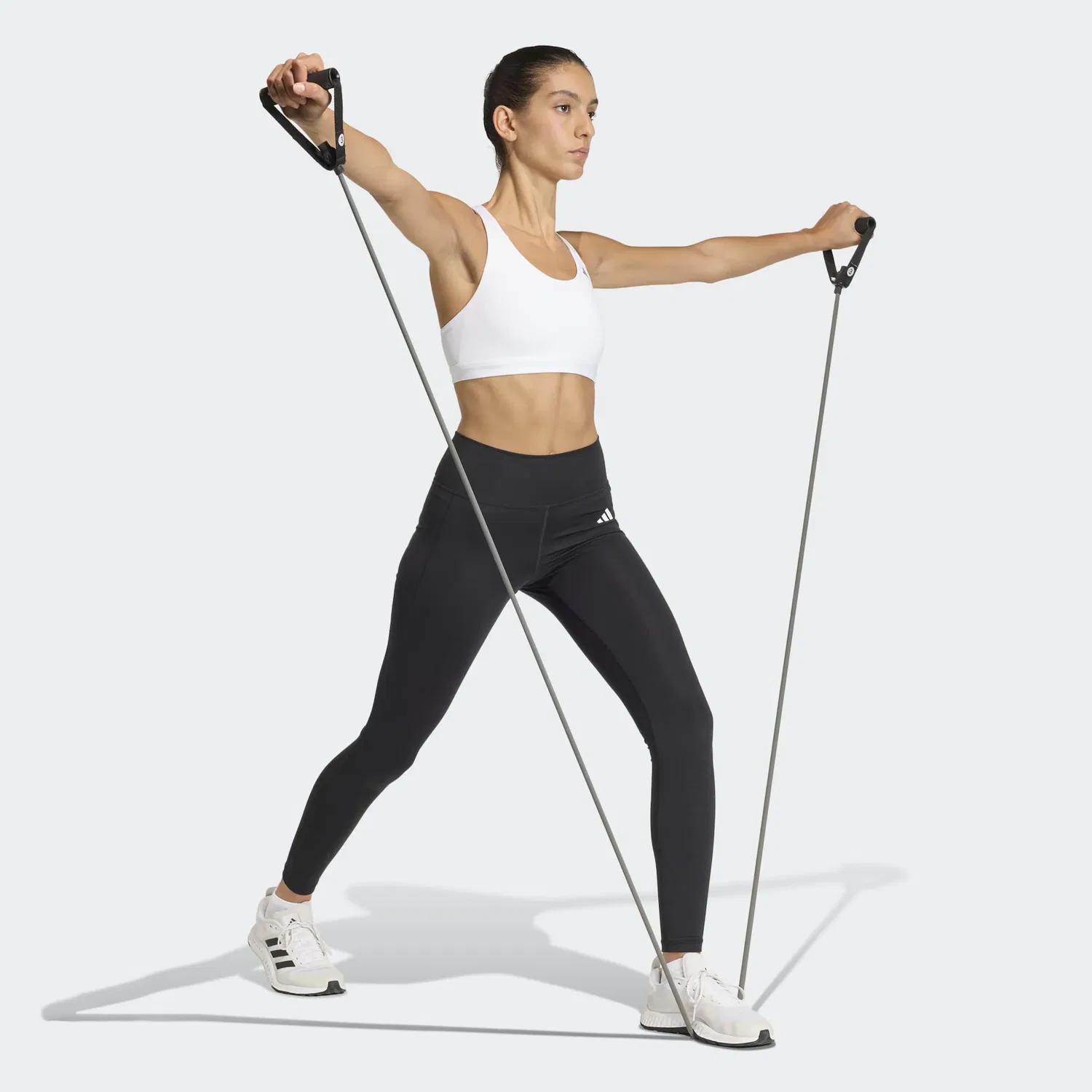 Женский спортивный бюстгальтер для тренировок со средней поддержкой Adidas Performance, White — фото 4