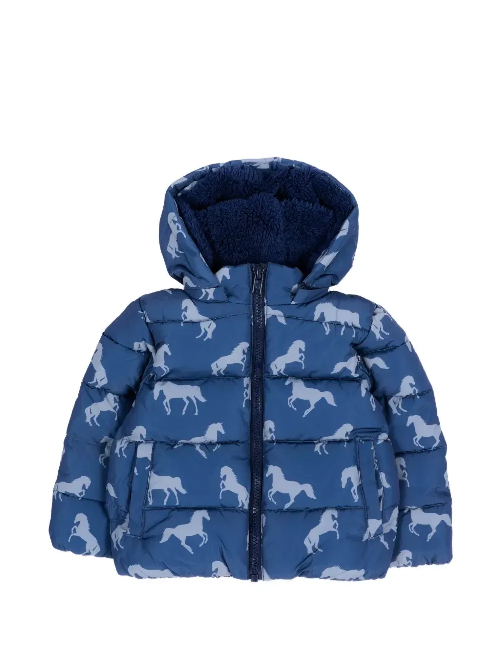 Пуховая куртка с принтом в виде лошади Stella McCartney Kids, синий