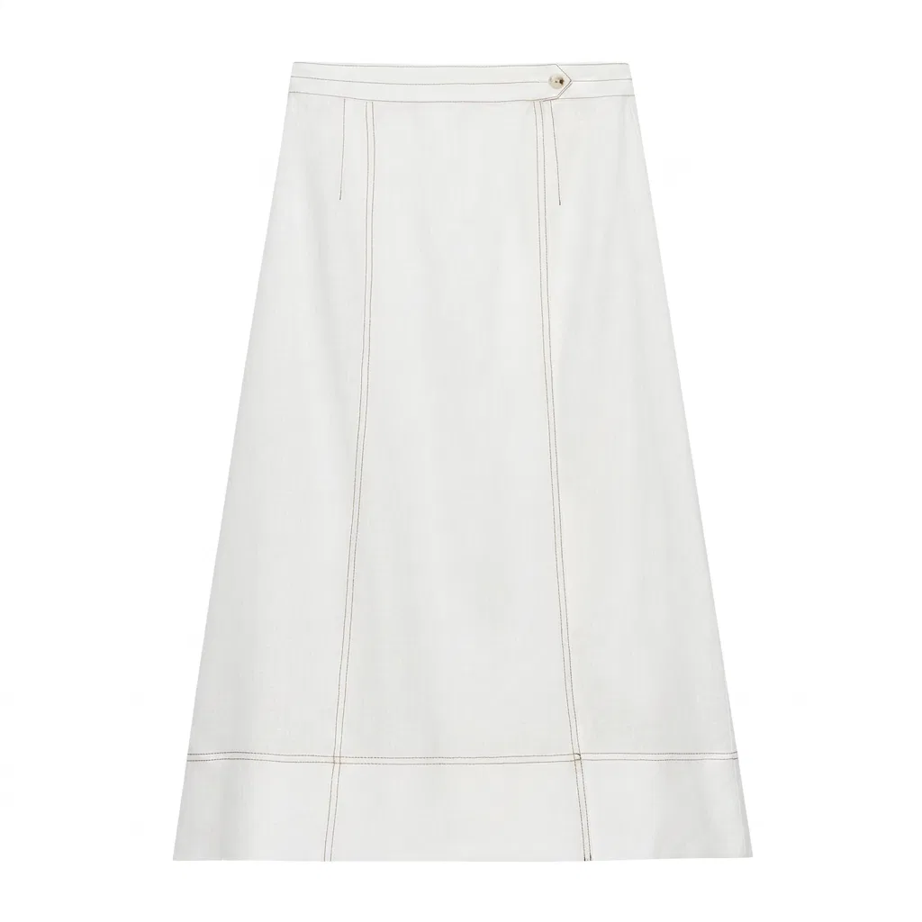 Женская юбка-трапеция белая с длиной миди, ZARA, White