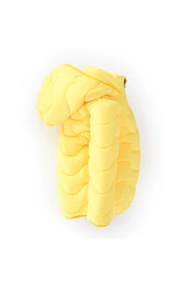 Детское пальто для девочек пуховое Patterned baby girl coat 50129 My Hanne, Yellow — фото 2