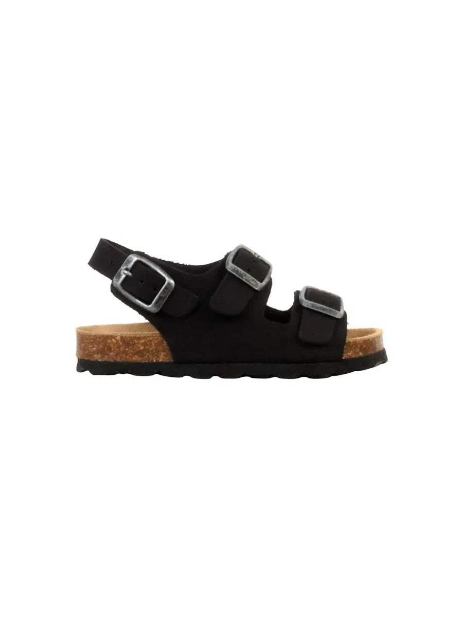 Тапочки The Divine Factory 'Kinder-Lederpantolette Noga Mistraly BS Edge' черного цвета — фото 2