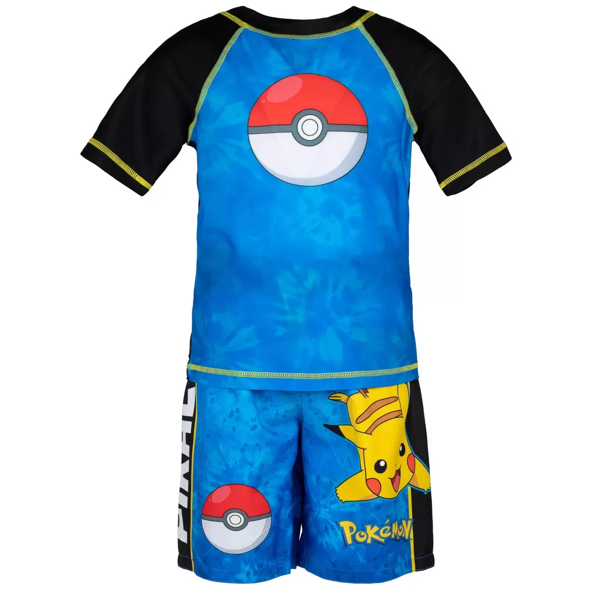 Детский комплект для плавания с принтом Pokemon Raglan Rash Guard and Swim Trunks UPF 50+ Outfit Set Pokemon, Multicolor — фото 3