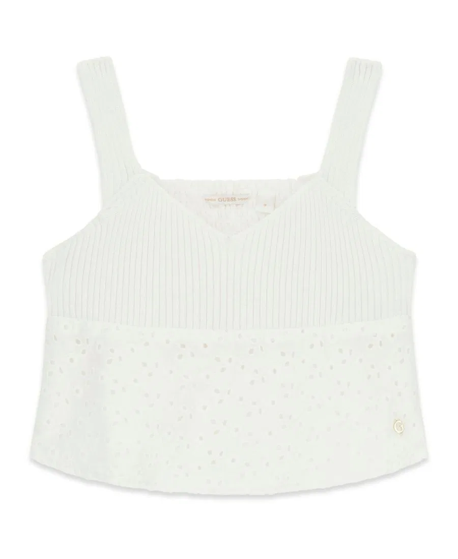 Топ без рукавов с вышивкой GUESS, White