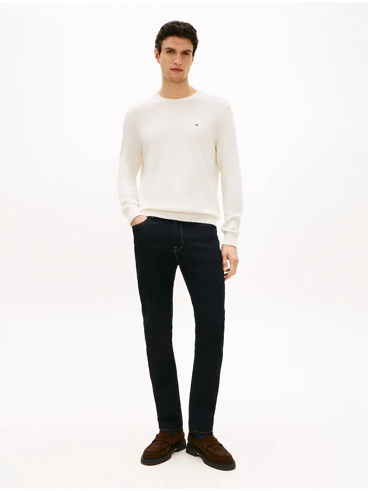 Пуловер хлопковый Essential Crew Neck TOMMY HILFIGER, Ivory — фото 2