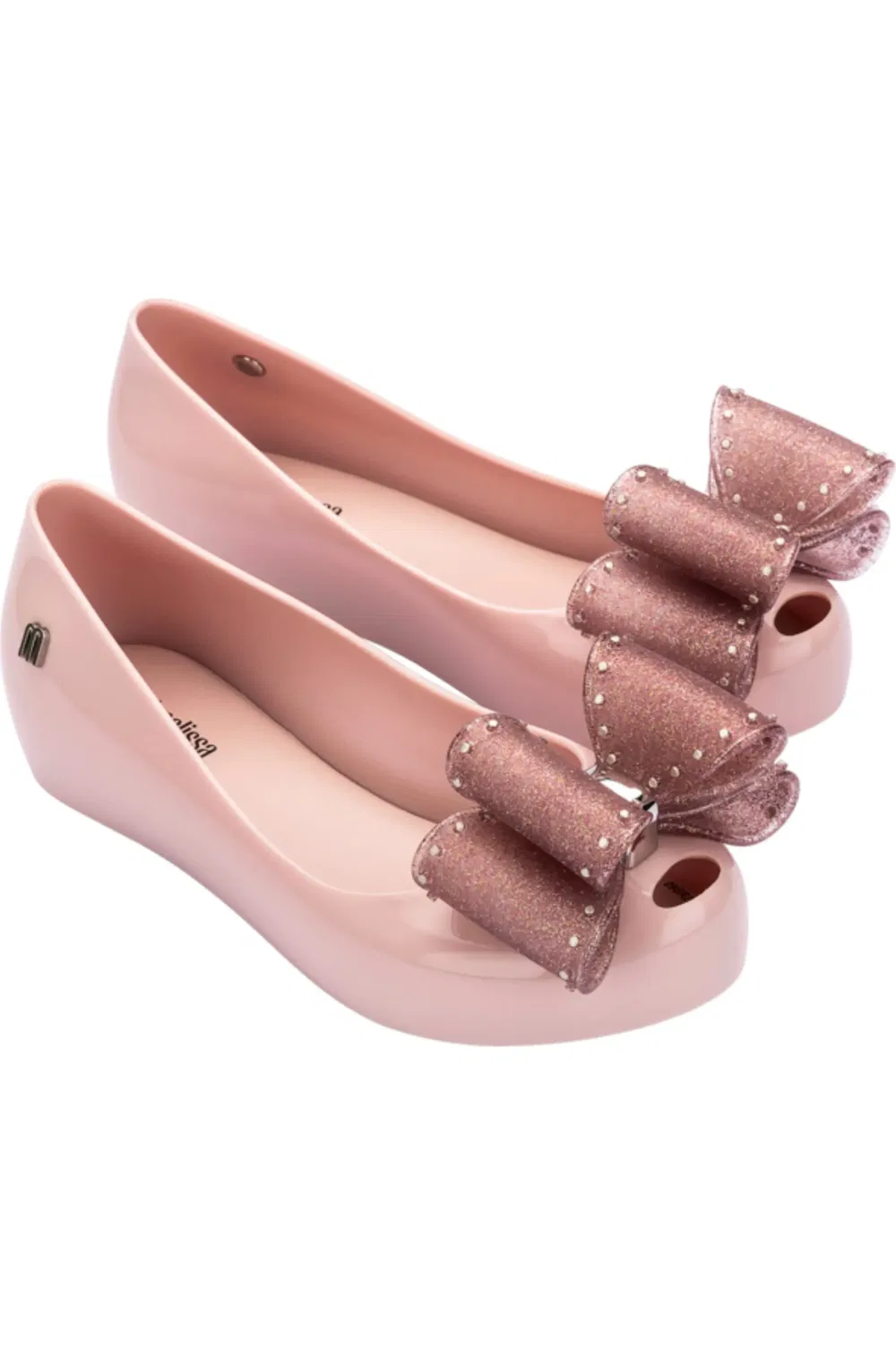 Детские туфли балетки с бантом Classic Flat Mini Melissa, Light Pink/Glitter