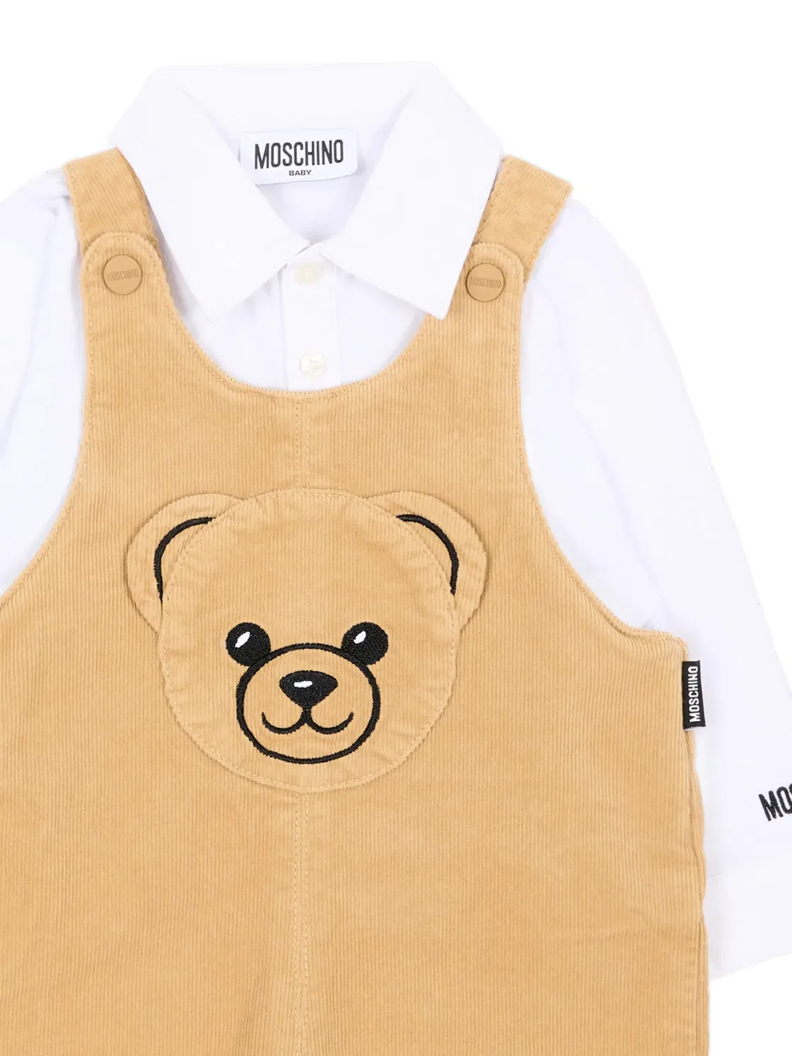 Вельветовый комплект с полукомбинезоном бежевый Moschino, нейтральные — фото 2