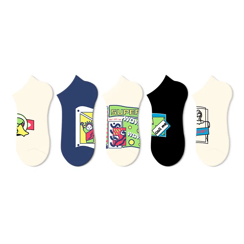 Детские носки 5 пар с принтом Summer Heat, невидимый стиль, JKN, Summer Heat-5 Pack[Invisible Style], Multicolor — фото 3