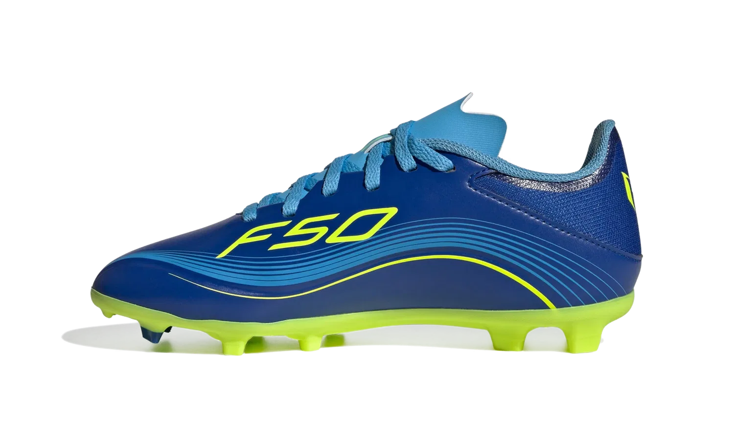 Детские футбольные бутсы с шнуровкой F50 Messi League Kids Adidas, синий — фото 3