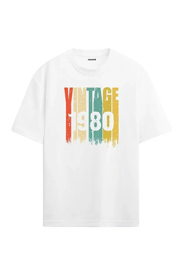 Детская футболка для девочек с принтом 1980 Vintage Era Oversize Colermi, White