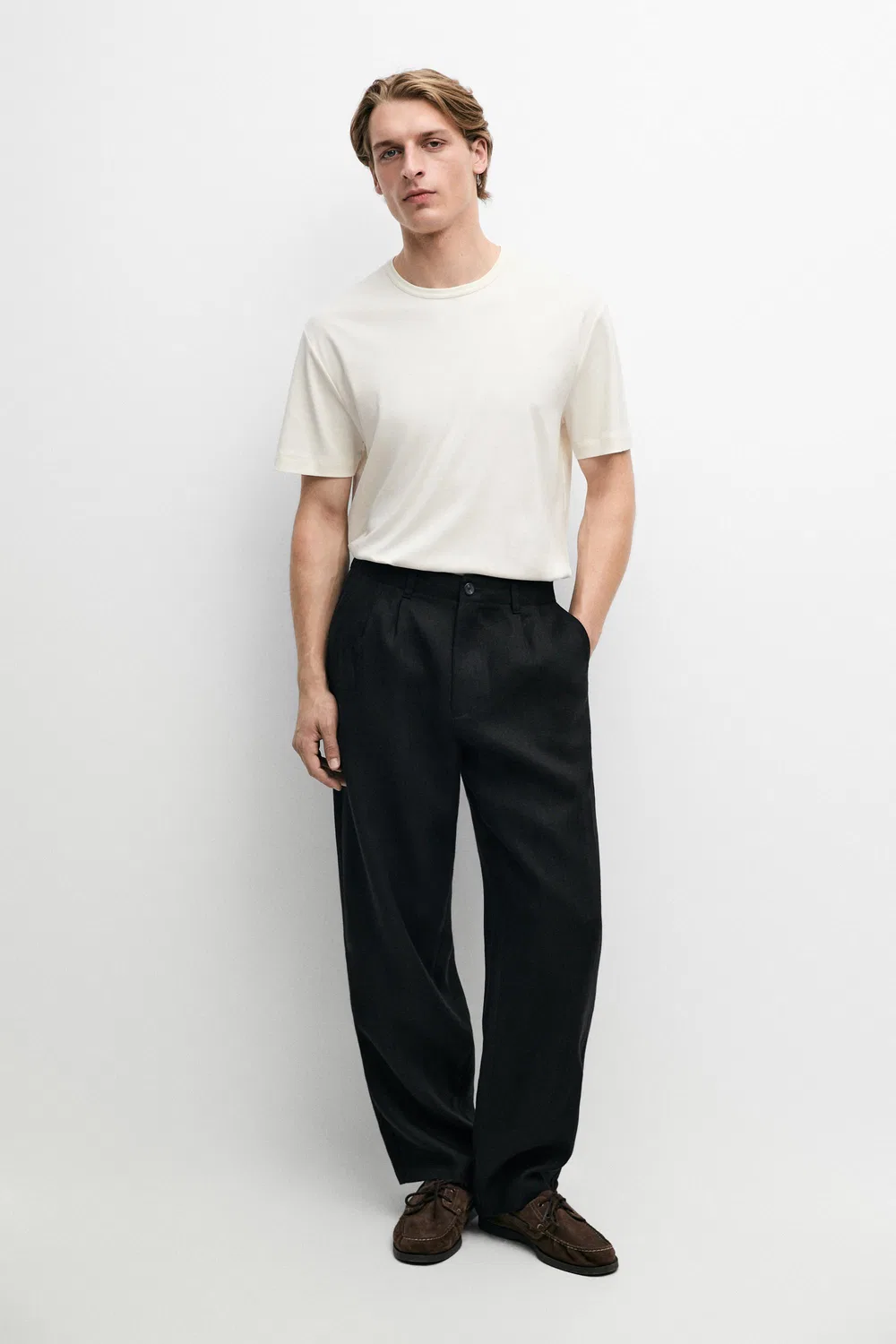 Футболка Massimo Dutti, хлопковая, ваниль