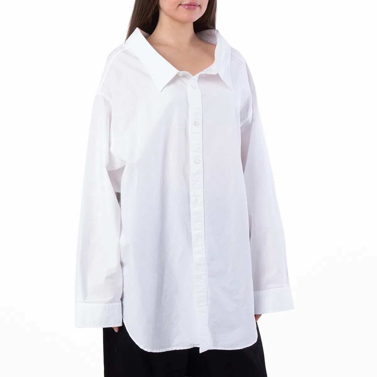 Блуза без плеч с длинным рукавом Off-Shoulder Balenciaga, Белая