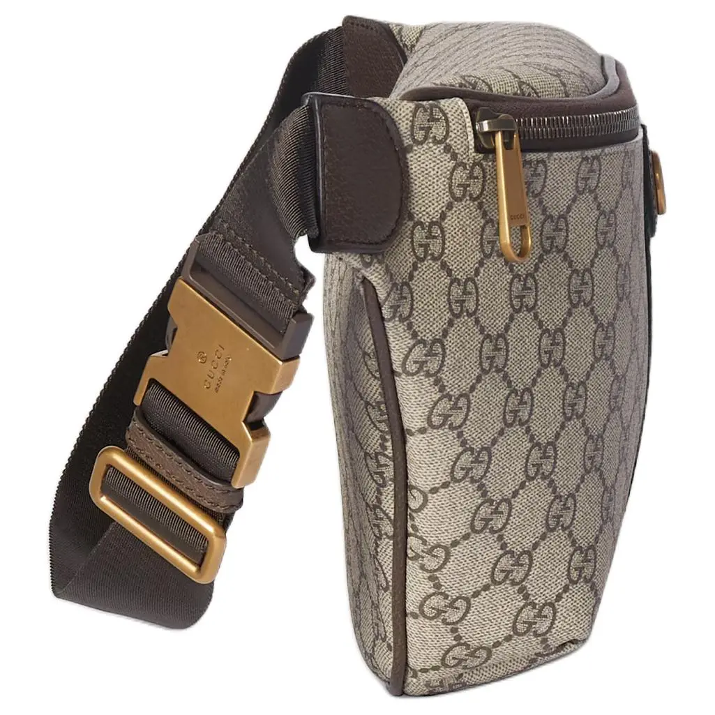 GUCCI Ophidia Coated Fabric Fanny Pack Large мужской бежевый и dark brown — фото 3
