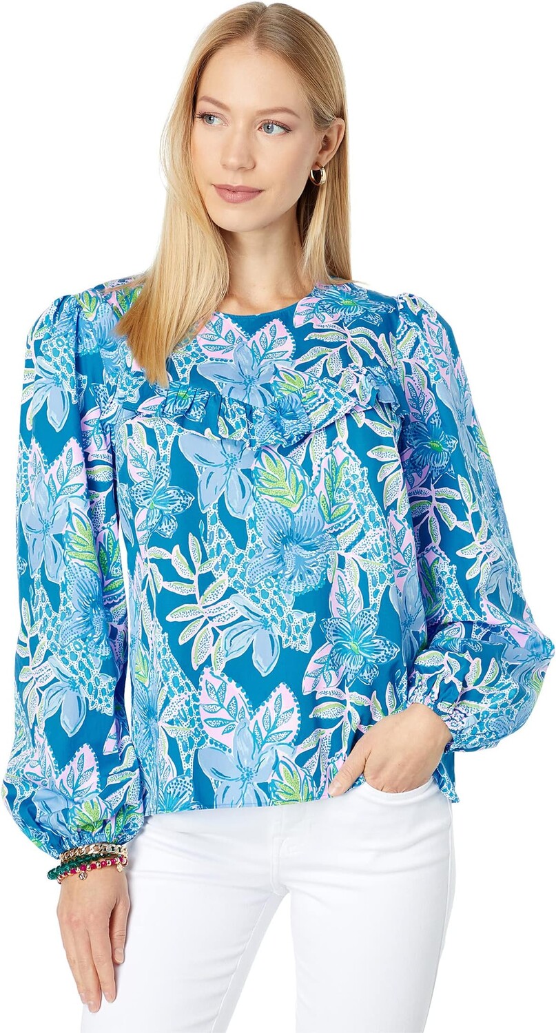 

Бернадетт Топ Lilly Pulitzer, цвет Macaw Blue Tall Me About It