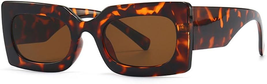 

Ретро прямоугольные солнцезащитные очки из желеобразного материала оранжево-зеленого цвета для женщин, модные градиентные оттенки, защита от УФ-излучения UV400 для мужчин TKKTLLT, Leopard Tea