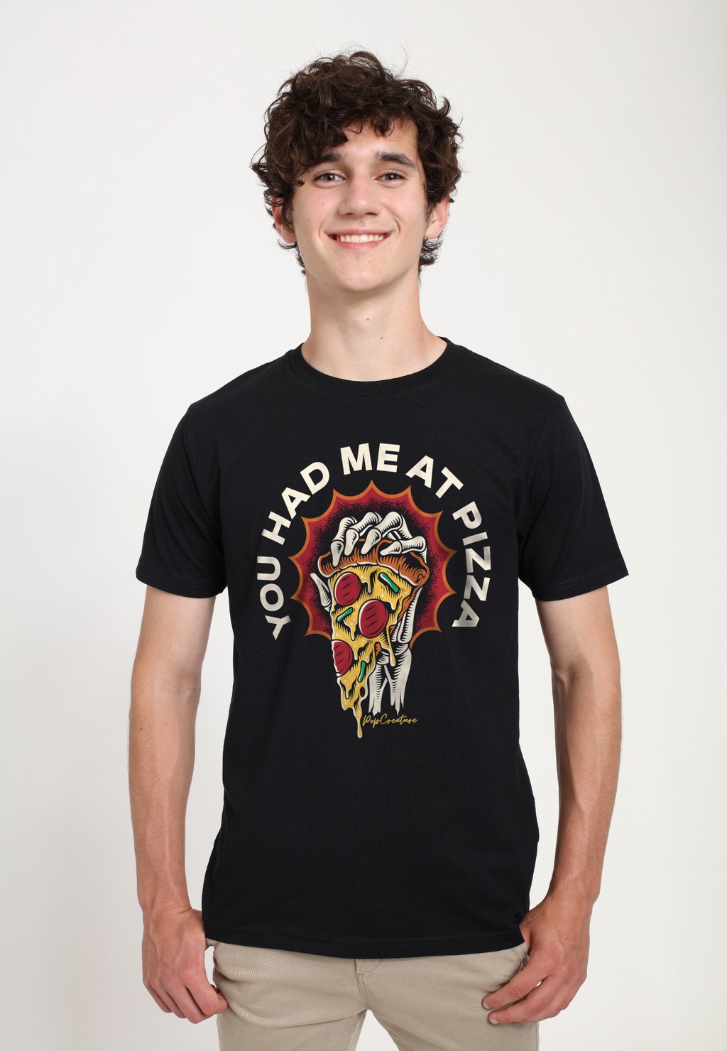 

Футболка с принтом POP CREATURE HAD ME AT PIZZA Henry Tiger, черный