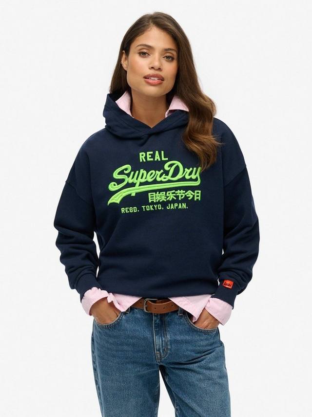 

Винтажный худи с неоновым логотипом Superdry, Nautical Navy