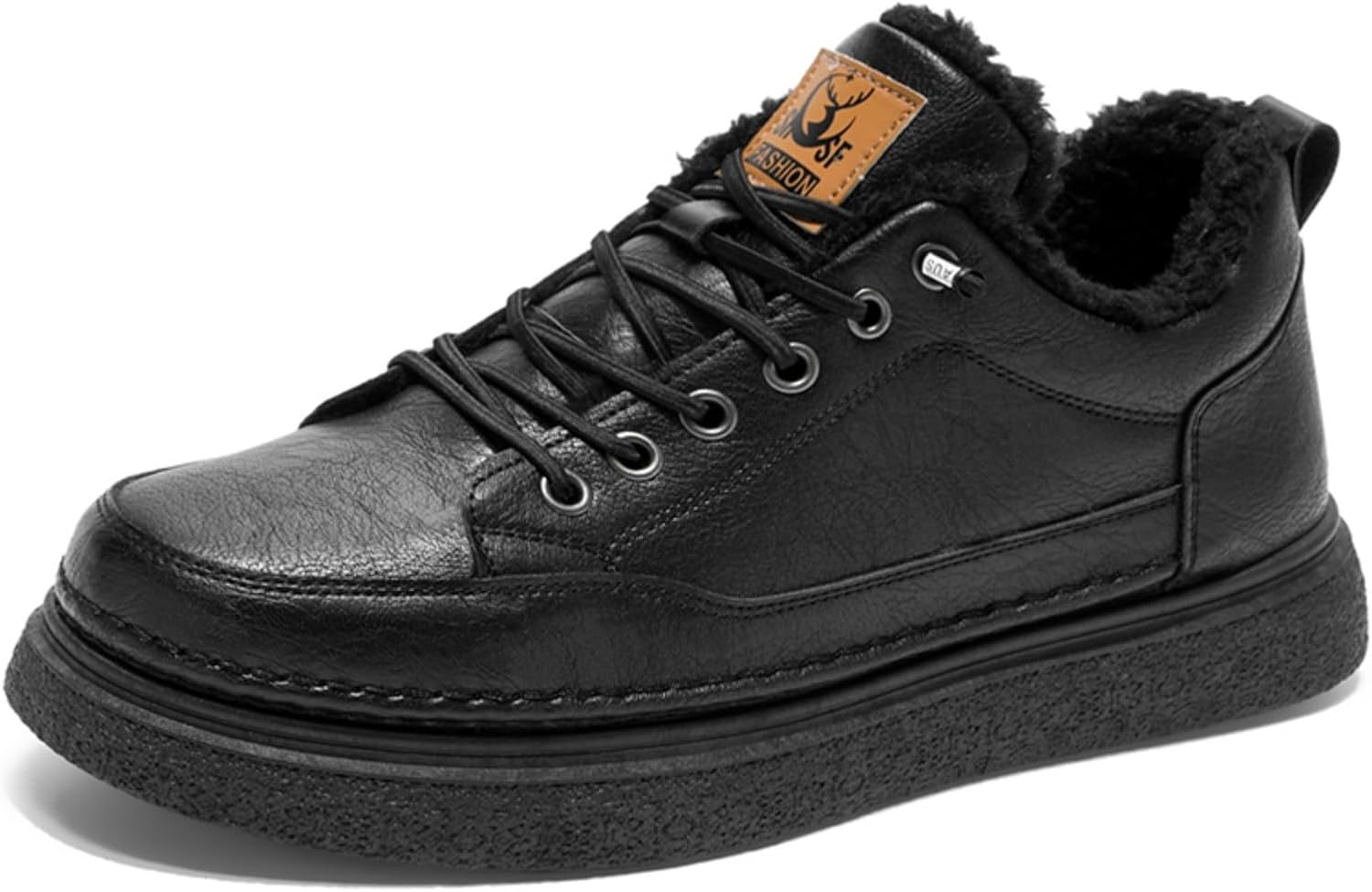 

Мужские кожаные повседневные кроссовки, зимние утепленные и теплые, однослойные, модные и удобные, деловой классический стиль, с амортизацией, противоскользящие, низкие на шнуровке, стильная обувь Houdbdol, черный