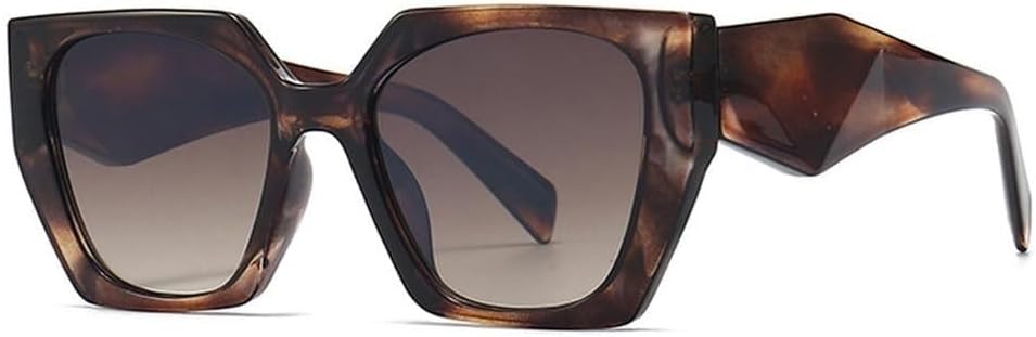 

Ретро-солнцезащитные очки «кошачий глаз» с многоугольными линзами, разноцветные, модные женские, с прозрачным градиентом, защита от УФ-излучения UV400, мужские солнцезащитные очки LXLHWN, Brown Pattern Tea