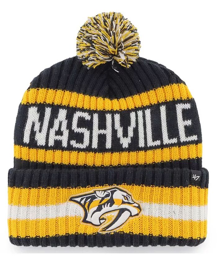 

Мужская темно-синяя вязаная шапка Nashville Predators Bering с манжетами и помпоном '47 Brand