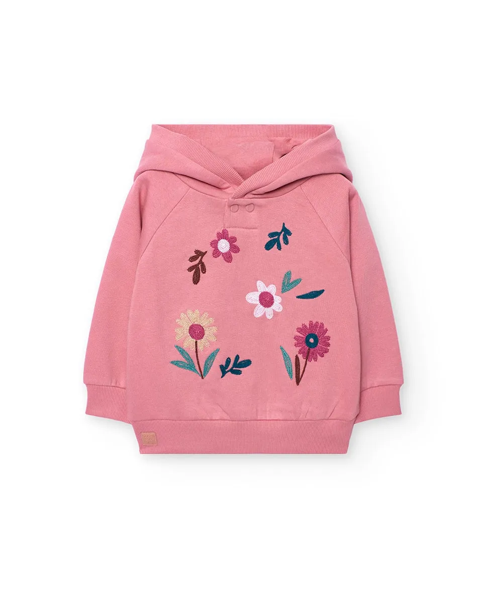 

флисовая толстовка для девочки с капюшоном и рисунком на передней стороне Boboli, розовый