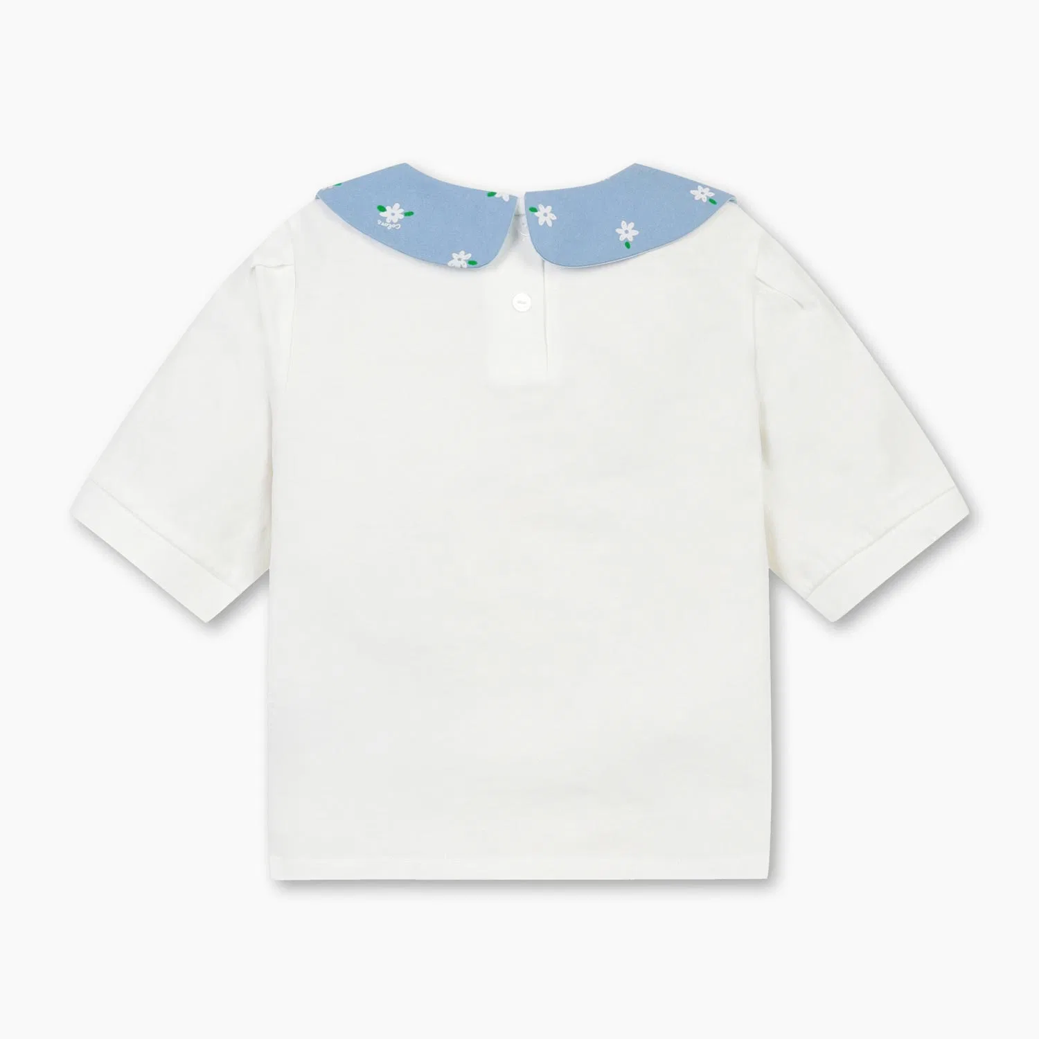 Детская футболка-поло с цветочным принтом айвори от Benetton Kids — фото 2