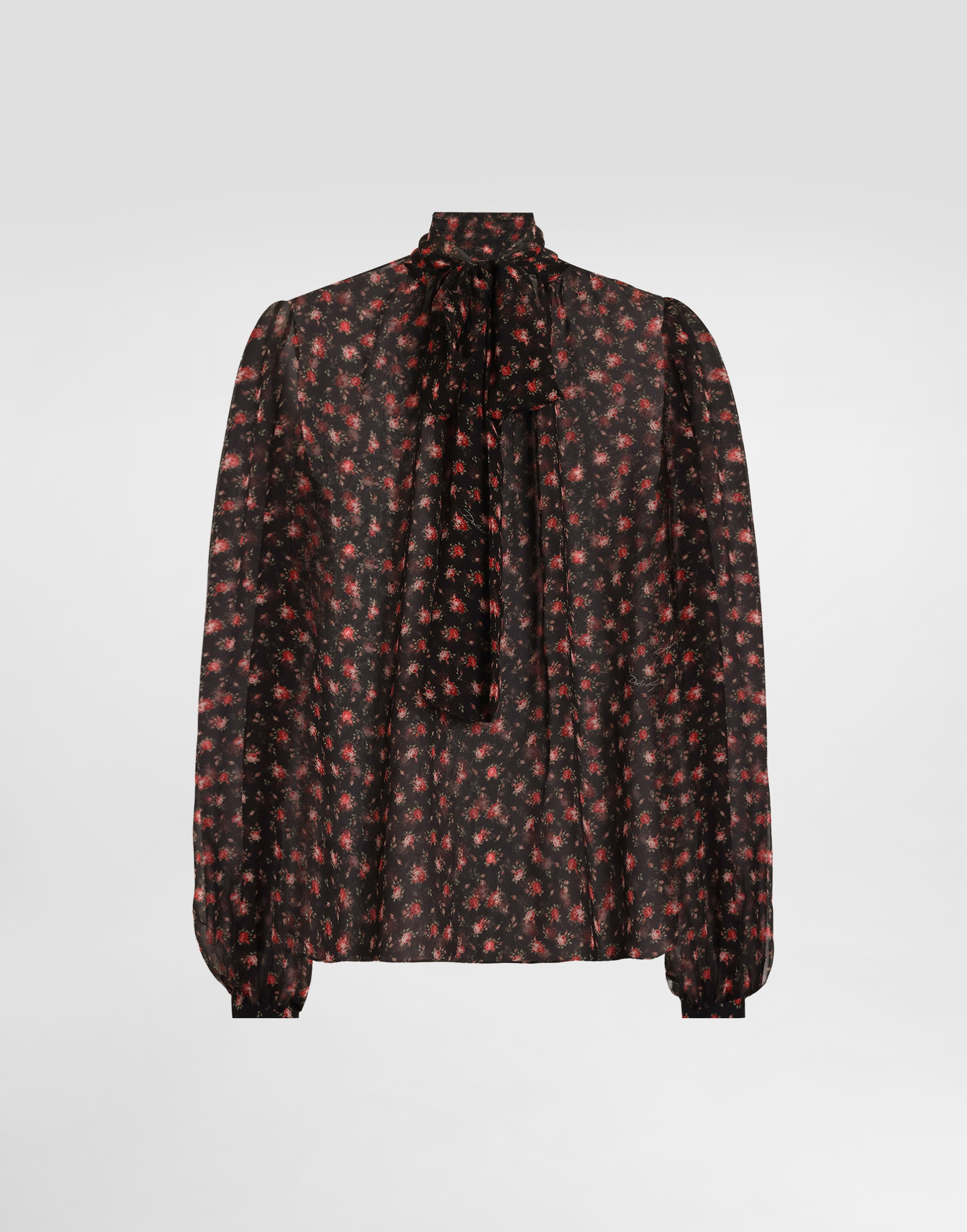 

Прозрачный топ с мелким принтом роз Dolce & Gabbana, мультиколор