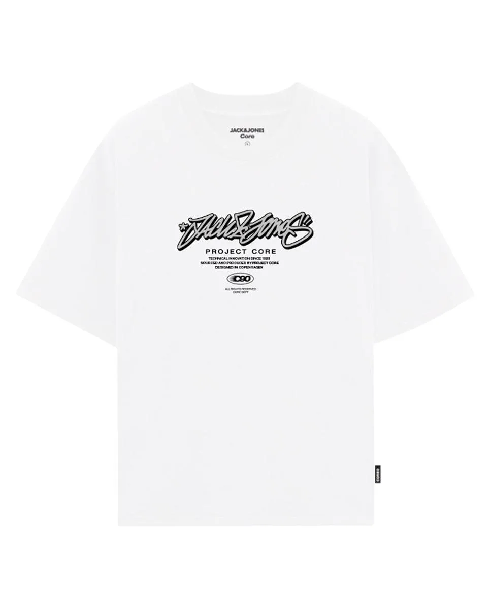 

Детская футболка с коротким рукавом и принтом спереди Jack & Jones, белый