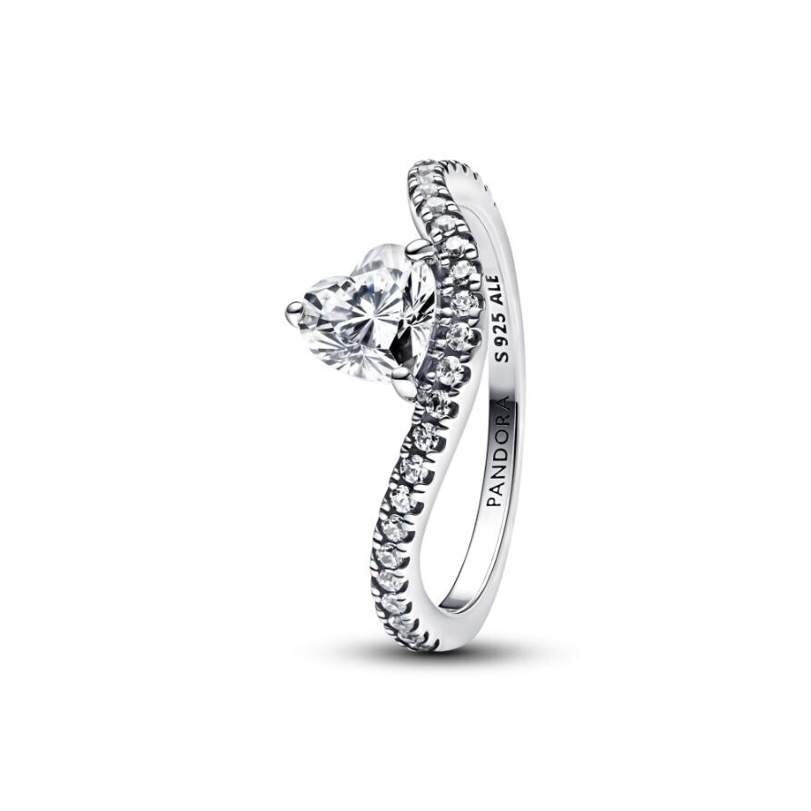 

Кольцо Pandora Wavy Pavé Heart Ring, стерлинговое серебро