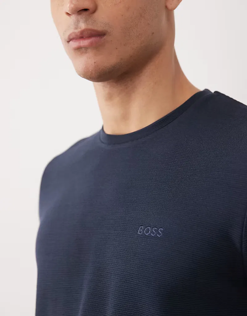 Комплект с трикотажной футболкой BOSS Bodywear Rib, темно-синий — фото 3
