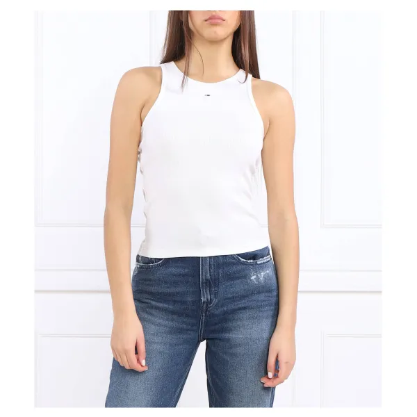

Топ tjw Essential в рубчик, облегающий крой Tommy Hilfiger, белый