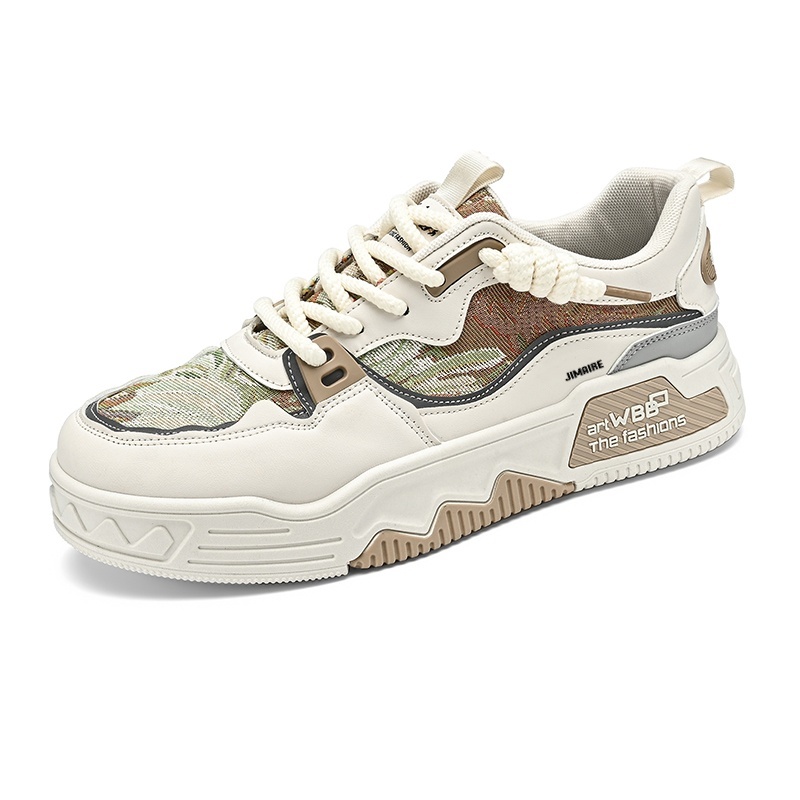 

King Jinmai Дышащие низкие повседневные туфли мужские бежево-кофейные, цвет Beige Coffee