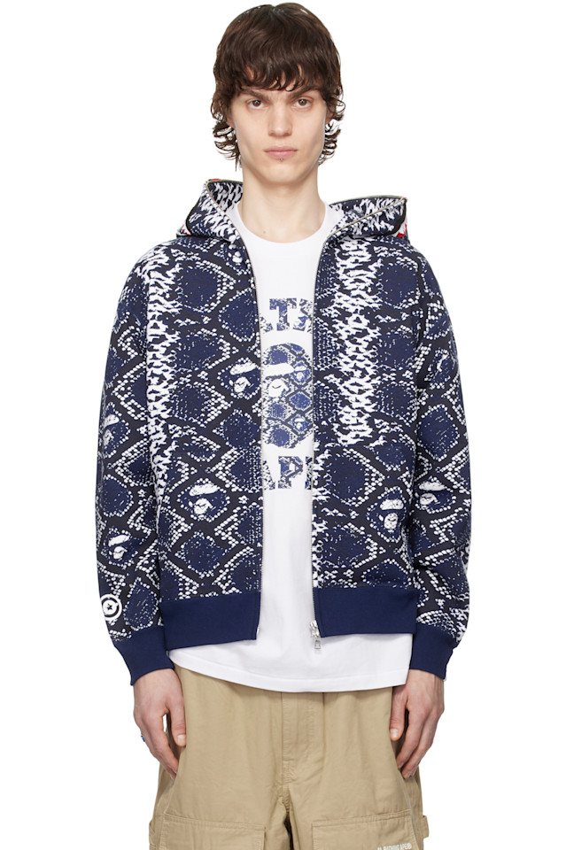 

эксклюзивный худи с голубой акулой Ssense Bape, синий
