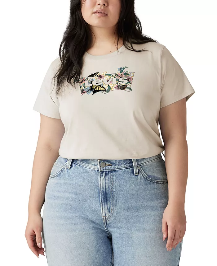 

Модная хлопковая футболка с логотипом Perfect, plus size Levi's, белый
