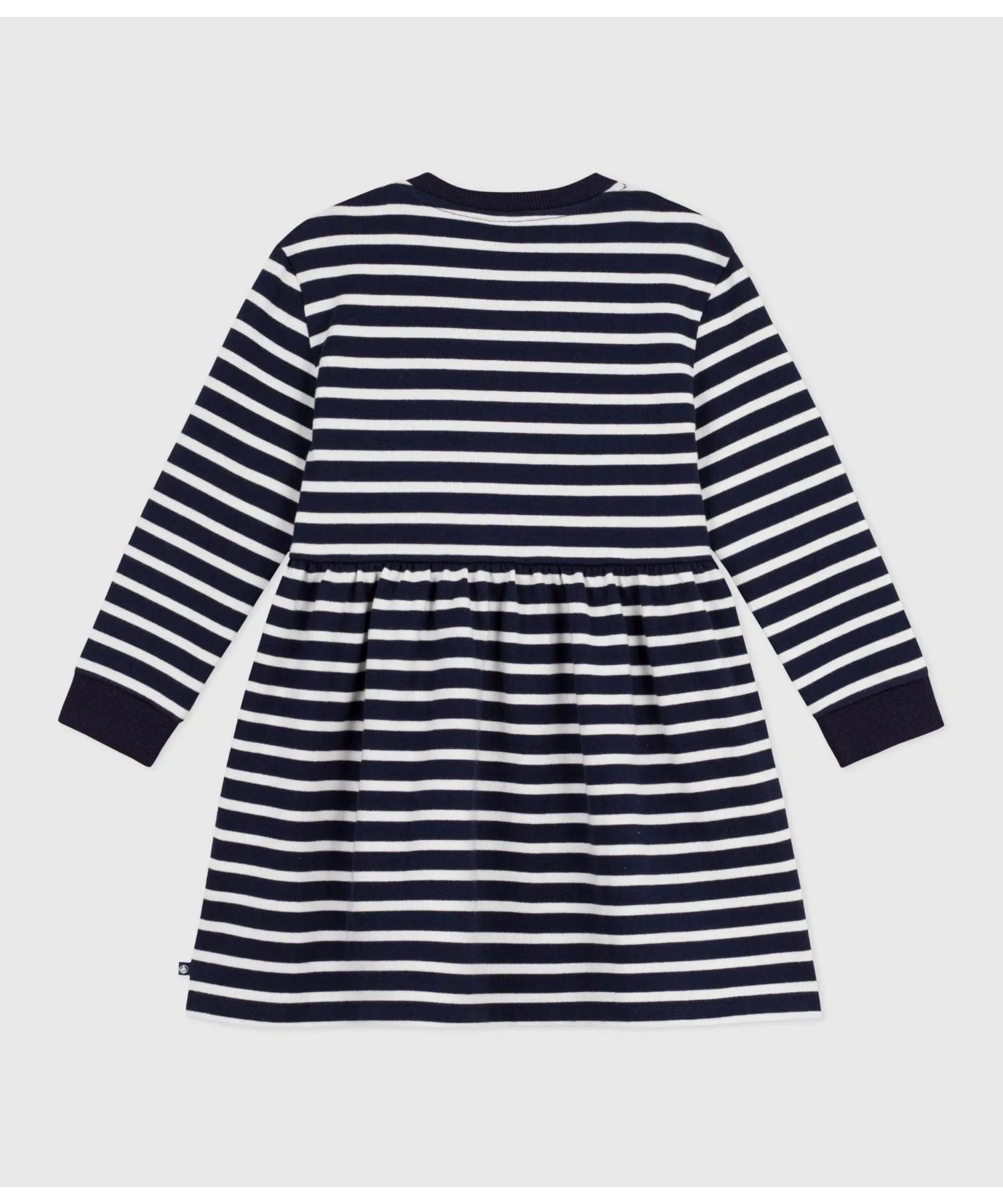 Детское платье длинное с рукавами и полосками PETIT BATEAU синее — фото 2