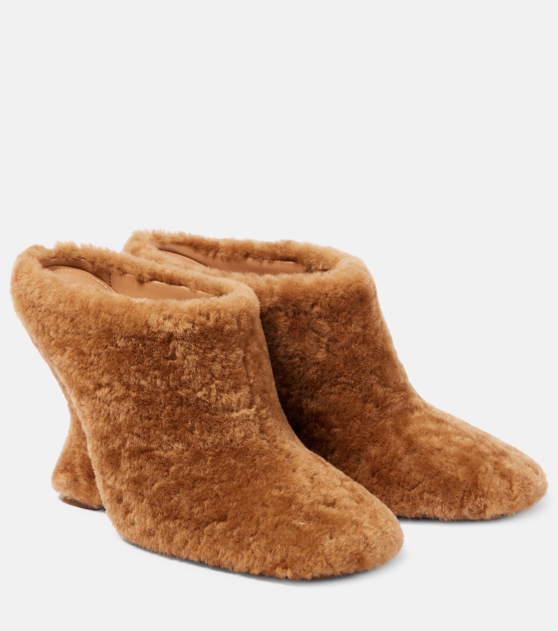 Мюли из овчины на клине Dries Van Noten, желто-коричневый